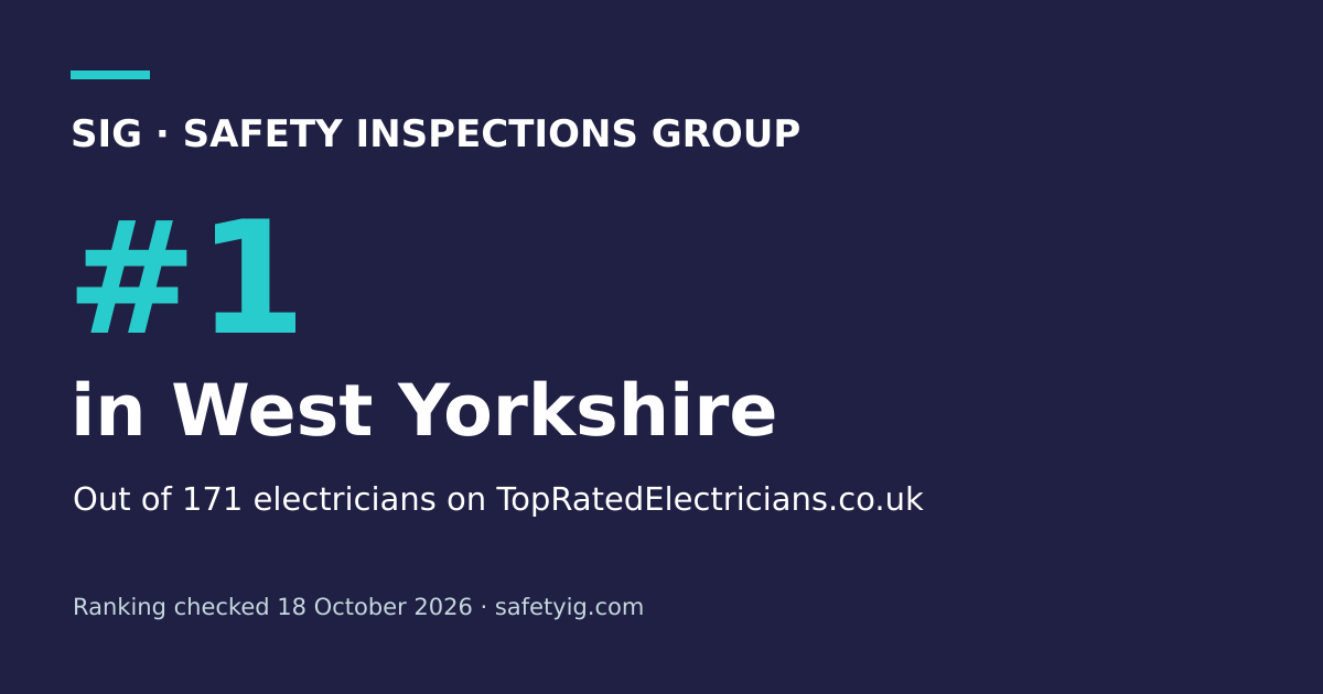 SIG ranked number one in West Yorkshire on TopRatedElectricians.co.uk